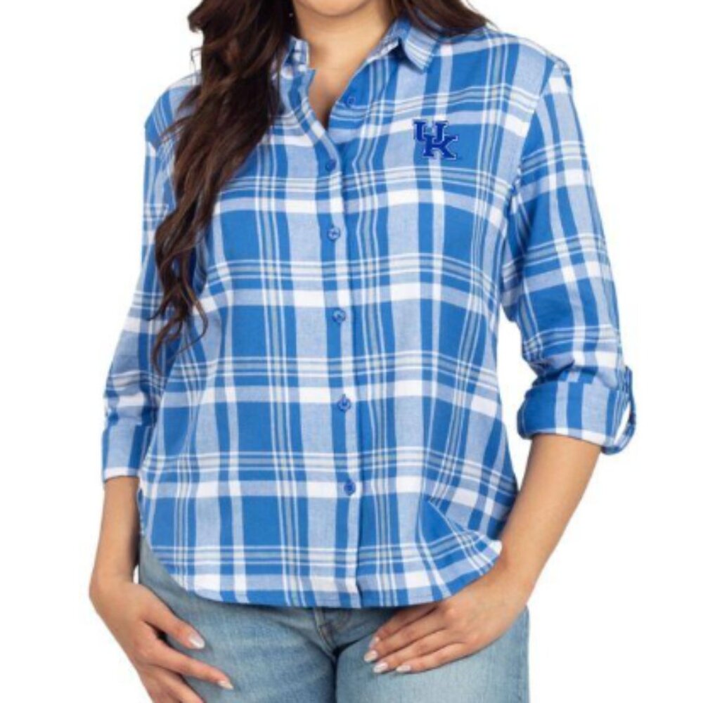 NWT Kentucky Women's Boyfriend Long Sleeve Plaid Woven Size S